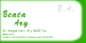 beata ary business card